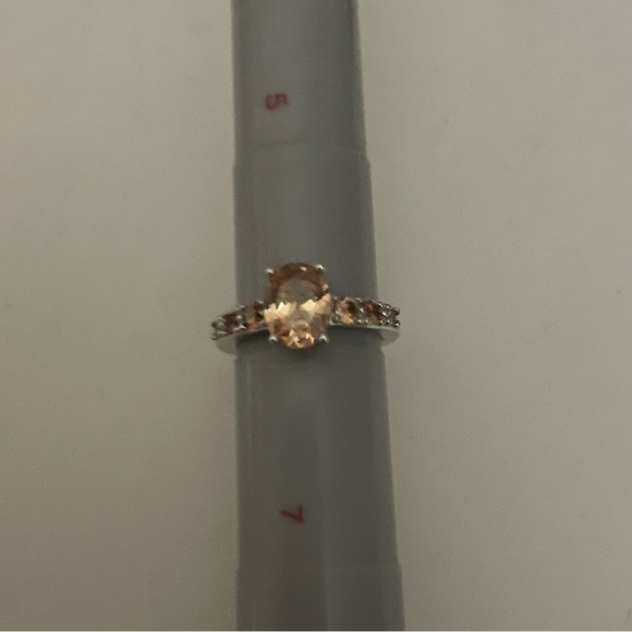 New S925 Sterling Silver Rare Golden Orange Topaz Oval Cut Luxurious Ring - Picture 10 of 16